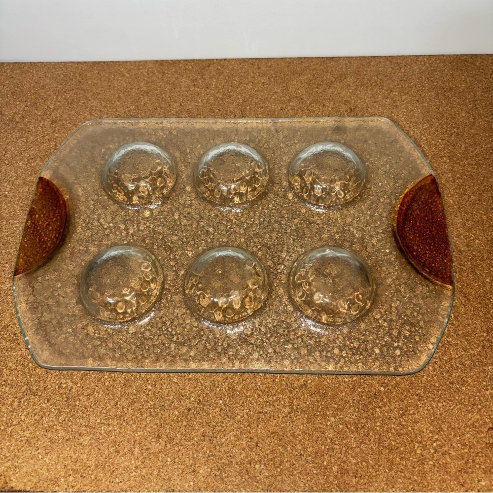Dansk Glass Tray Gold Handled 6 Round Divets